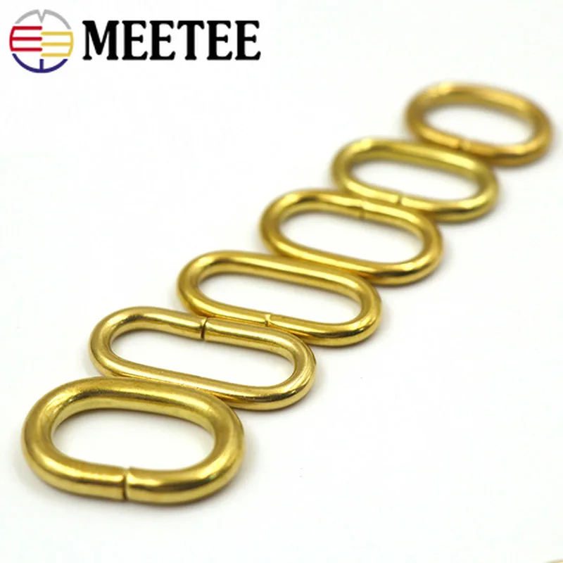 Meeetee 10 шт. чистый Медь латунь-хомут с круглым воротником для мальчиков и девочек с пряжкой ID16/18/20 мм/22 мм/24 мм овальные DIY Чемодан кожаного брелка для ключей аппаратных аксессуаров AP643