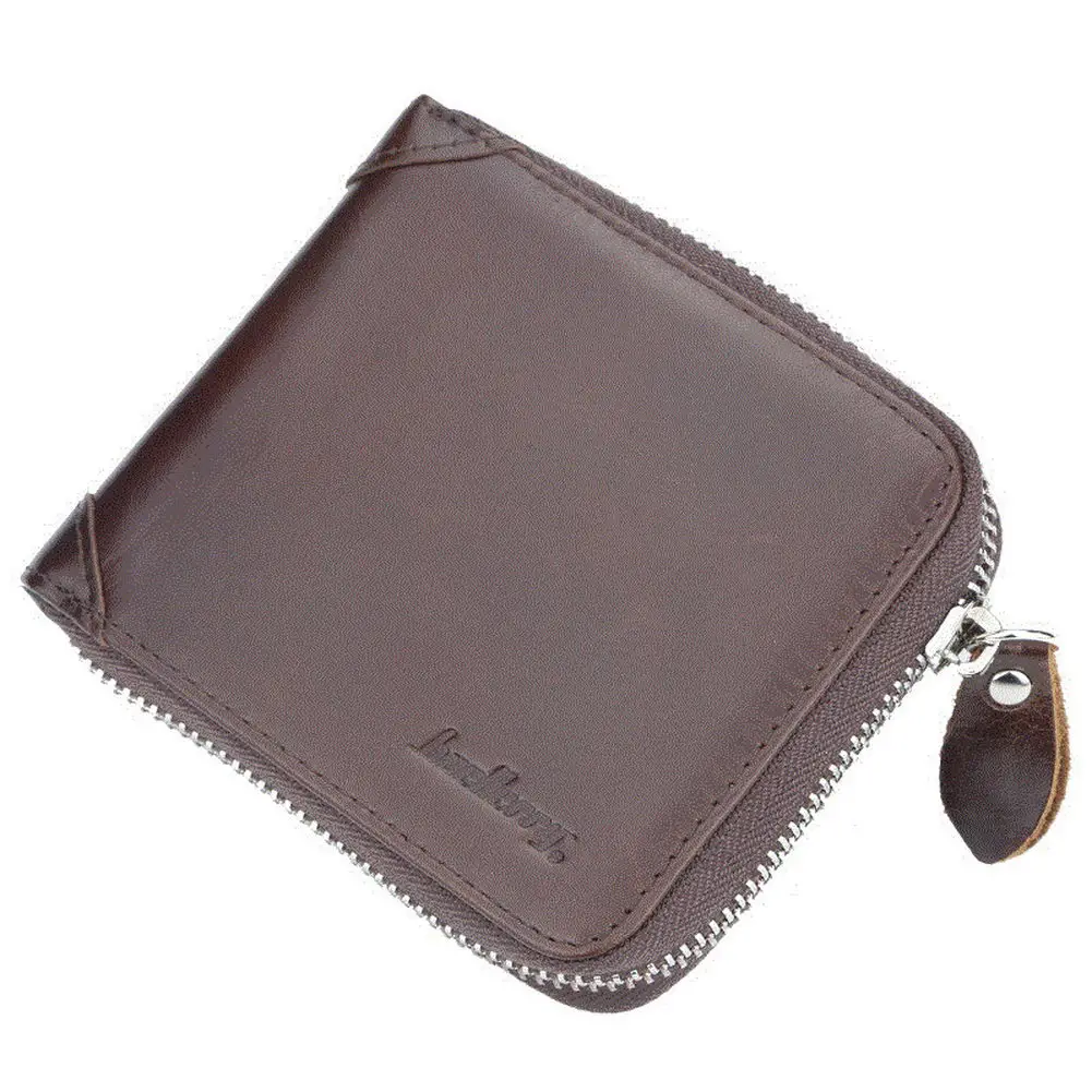 2019 модный мужской кожаный кошелек на молнии вокруг бумажника два сложения мульти