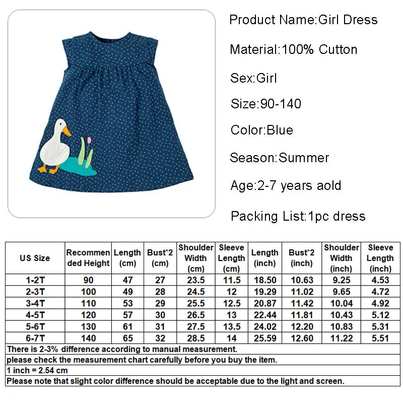 

2020 Girl Dress Blue Cartoon Duck Sleeveless Princess Dresses 2020 Summer Fashion Dot A line Cotton Beach Dress Kids' Outfit