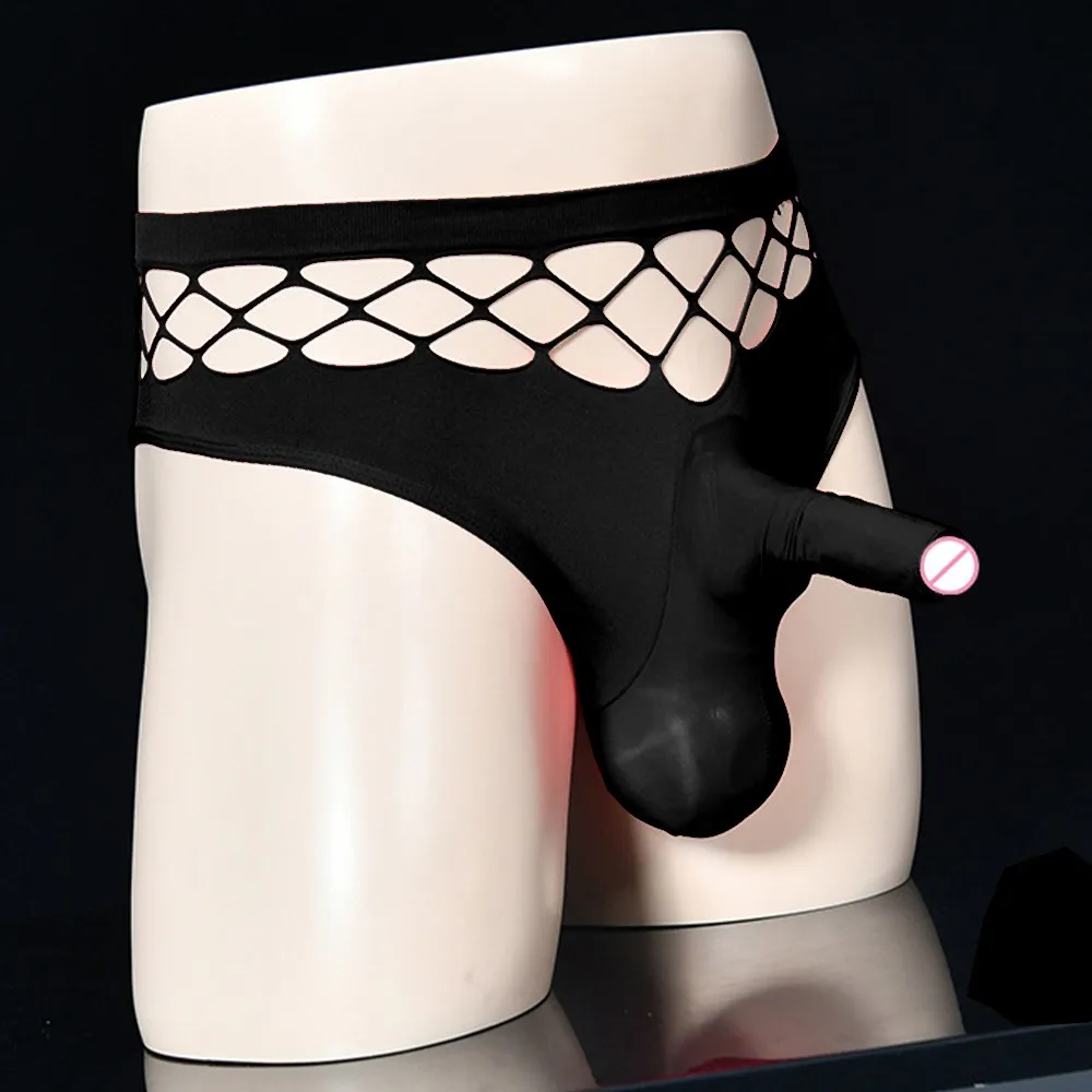 

Men Hollow Thong Breathable Panties Elephant Nose Stockings Sexy Briefs