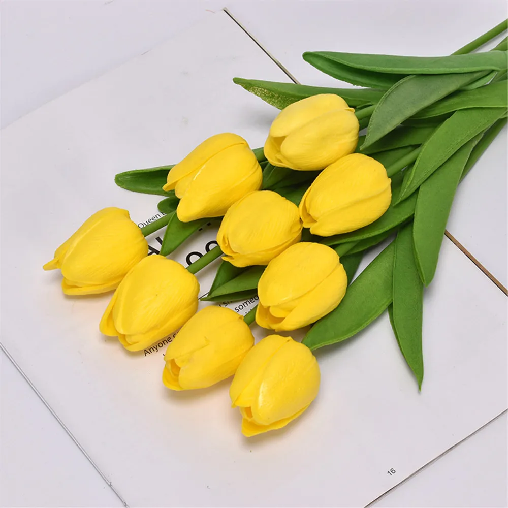 

6PCS tulip multi-color artificial flower pu bouquet fake flowers for hotel wedding party celebration office home decoration