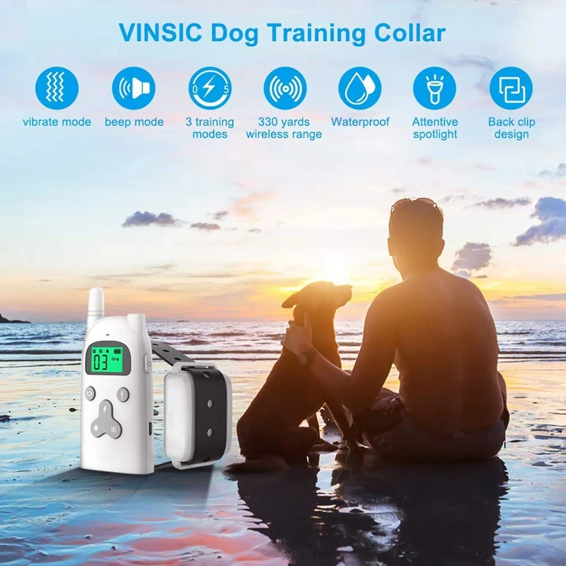 

Dog Training Collar Rechargeable Shock Collar for Small to Large Dogs with 3 Training Modes 330Ft Remote Range
