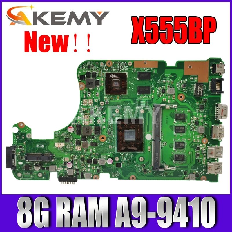

Материнская плата Akmey X555BP для ноутбука Asus X555B X555QG X555Q A555Q K555Q, протестированная материнская плата для ноутбука 100%, 8 ГБ ОЗУ