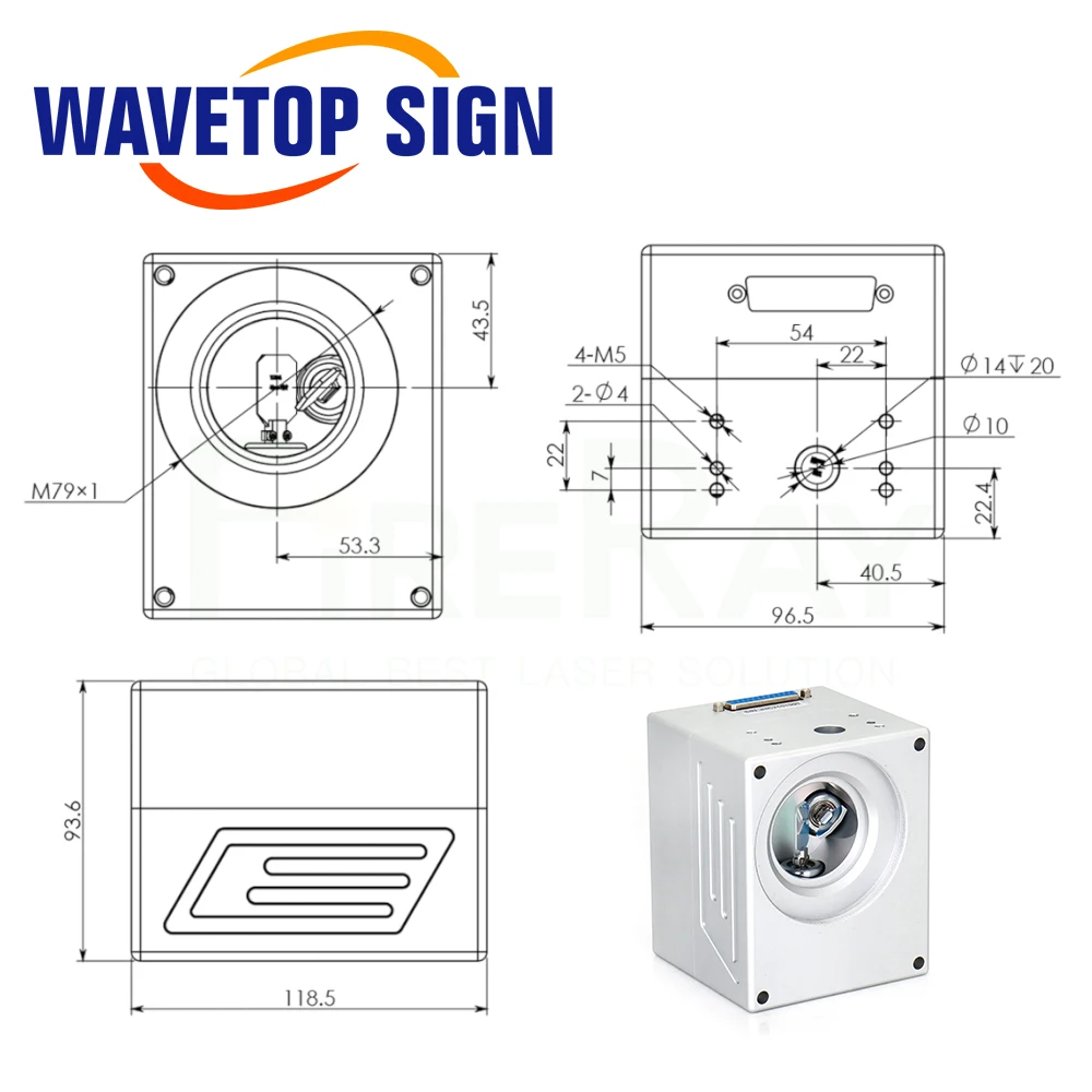 Волоконный лазер WaveTopSign 1064 нм 10 6 мкм сканирующая головка Galvo SG7110 входная