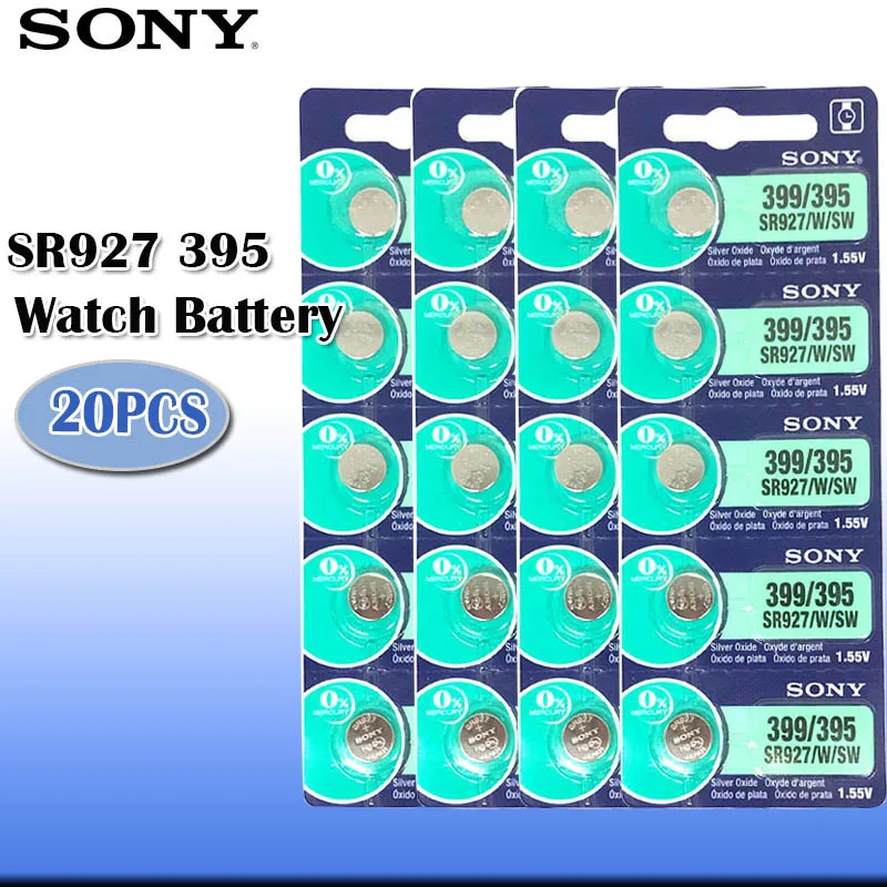 20 шт./лот Sony 100% оригинал 395 SR927SW 399 SR927W AG7 LR927 1 55 в серебряный оксид аккумулятор для