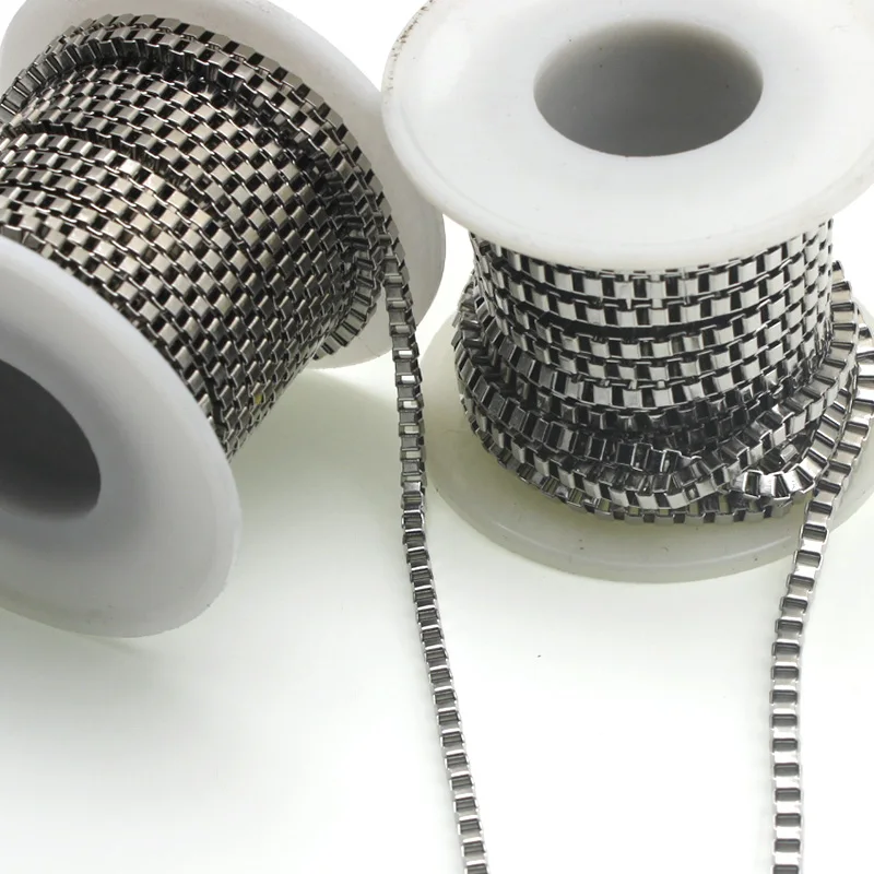 

3 Meter/lot Silver Tone Necklace Making Chain Stainless Steel Box Link Chain Bulk For Woman Male DIY Jewelry Making Findings