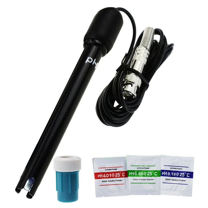 

0-14 PH Electrode Probe BNC Connector, 300cm Cable for PH Meter Monitor Controller for Aquarium Hydroponics Plant Pool