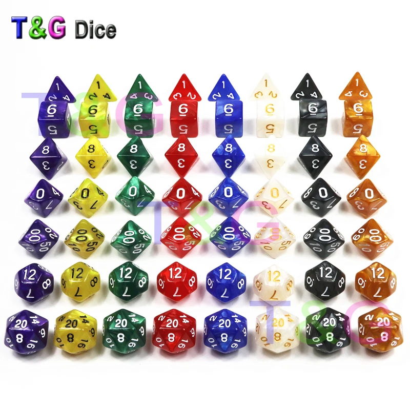 T & G кости 7 шт./лот Высокое качество Красный/многоцветный игральные набор с