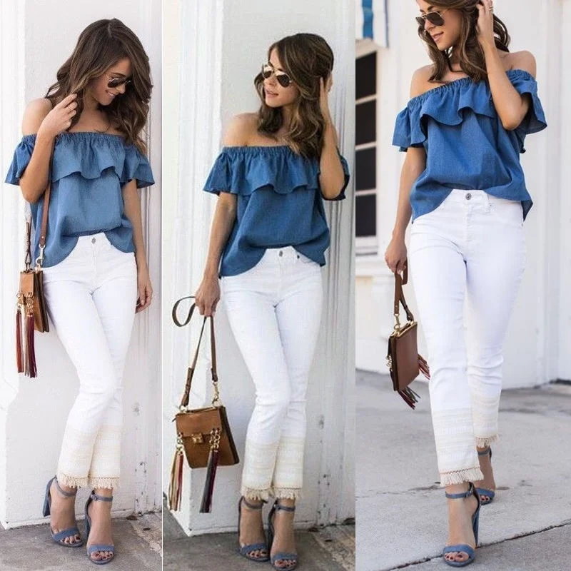 Стильная новая одежда с оборками на рукавах женские летние классические