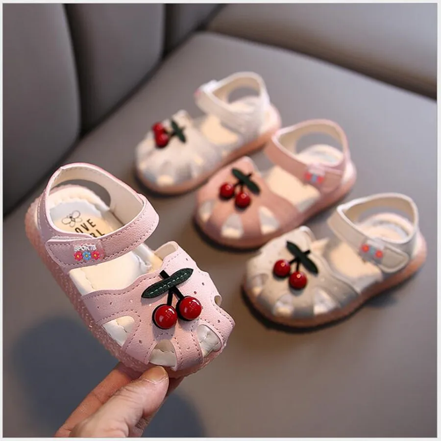 

Summer New Baby Sandals for Girls Cherry Closed Toe Toddler Infant Kids Princess Walkers Baby Little Girls Shoes Sandals