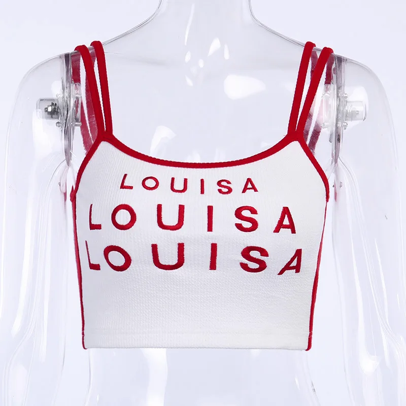 

2021 Summer Lady Vest Sexy Female Sleeveless Letter Printing Camisole Fashionable Navel Ultra Short Double Sling Women Tube Top
