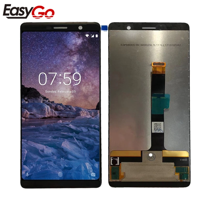 Полный ЖК-дисплей с сенсорным дигитайзером в сборе для Nokia 7 PLUS lcd Черный