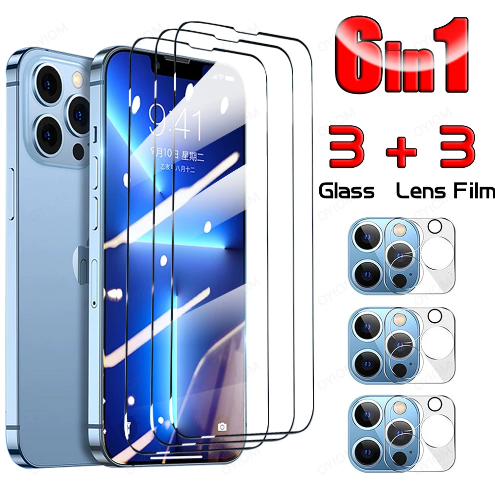 

Tempered Glass For IPhone 13 12 11 Pro Max Apple 13 12 Mini Screen Protector Camera Lens 13Mini Full Cover Film 13Pro 12Pro Case