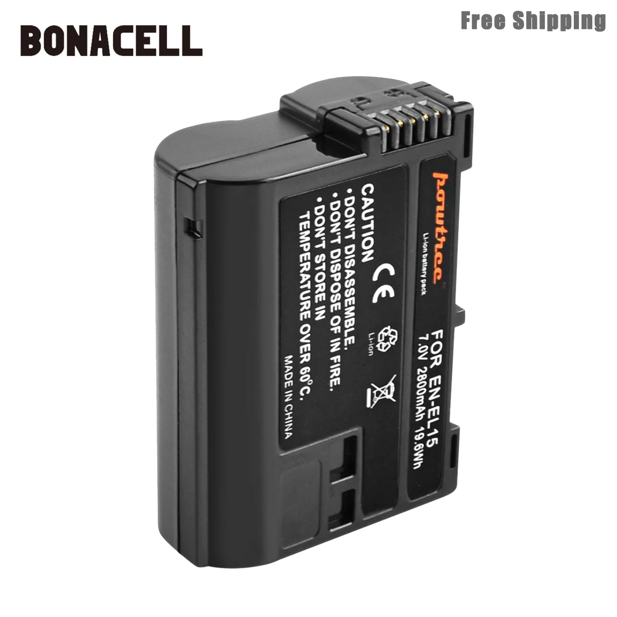 1 Pack Battery Bonacell 2800 мА/ч, EN-EL15 ENEL15 RU EL15 Камера Батарея для цифровых зеркальных фотокамер Nikon D600 D610 D800 D800E D810 D7000 D7100 D7200 L50 - Цвет: 1 Pack Battery
