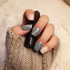 24 шт серый синий мраморный узор короткий размер накладные ногти с клеем круглая головка пресс на ногти с дизайном милые накладные ногти