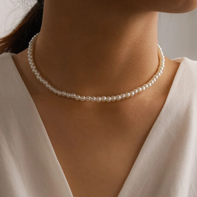 

Pearl Necklaces for Women Simulated Pearl Chain Necklace Collier Femme Choker Wedding Bridal Jewelry Party Gifts