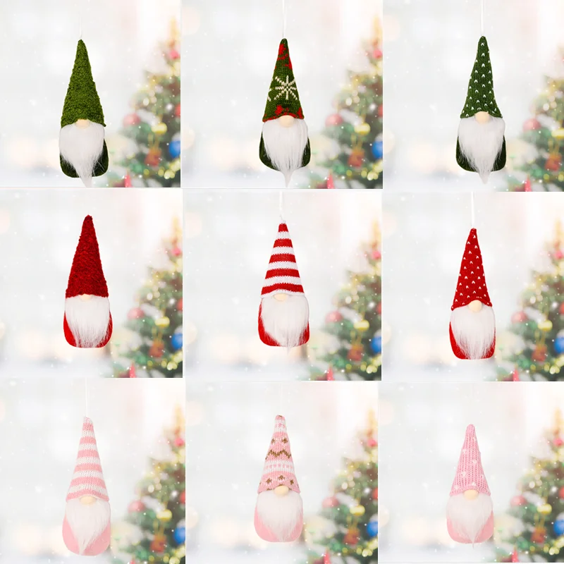 

2021 3pcs Forest Old Man Christmas Mini Doll Christmas Tree Pendant Xmas Decoration for Home Gnome Doll Xmas Kids New Year Gifts