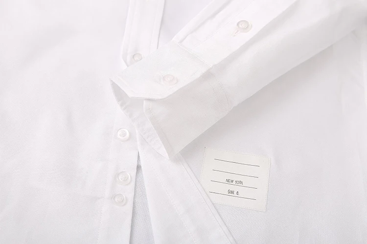 

2021 Fashion TB THOM Brand Shirts Men Slim White Long Sleeve Casual Shirt Turn Down Collar Oxford Fabric Solid Men's Clothing