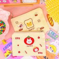 wg 2021 new embroidery ladies cosmetic bag cartoon cute clutch bag student pencil case canvas coin purse