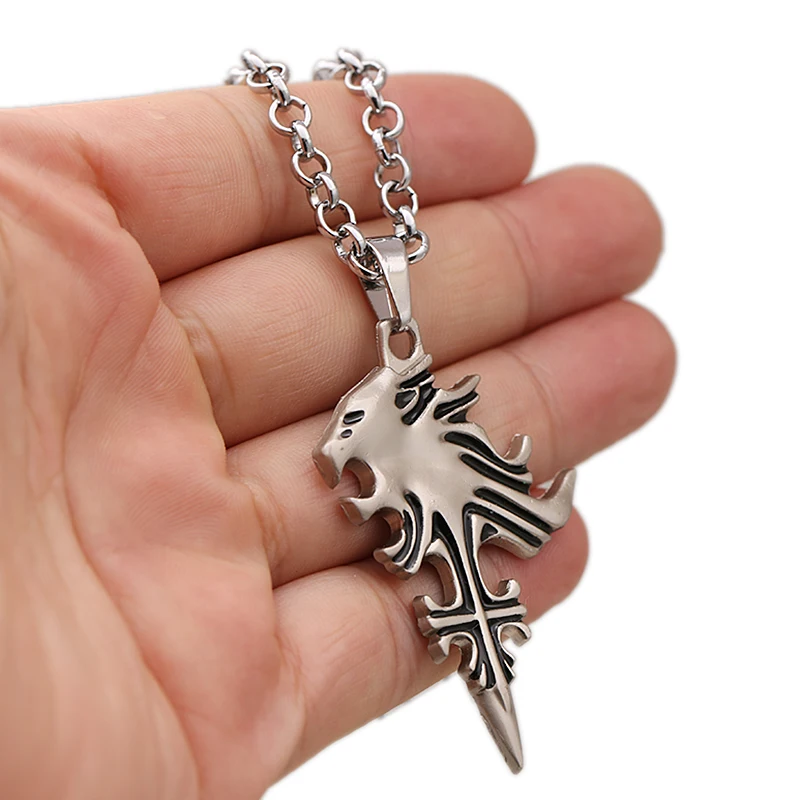 Мужские и женские ожерелья Final Fantasy с подвеской голова волка ледяная 8 дюймов