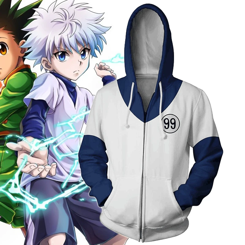 

Толстовки для косплея Killua Zoldy HUNTER, костюм фрикса, костюм Hisoka Killua Zoldyck, куртка на молнии с капюшоном, пальто для взрослых на Хэллоуин