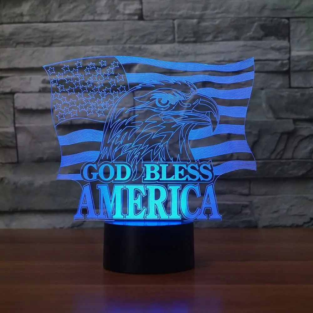 3D лампа Eagle оптическая светодиодная иллюзионная иллюзия светильник с изменением