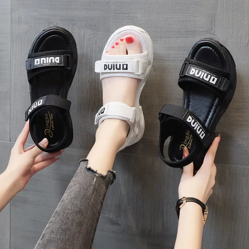 

Rimocy Stretch Fabric Platform Sandals Women Thick Bottom Non-slip Sport Sandals Woman Open Toe Ankle Strap Summer Ladies Shoes