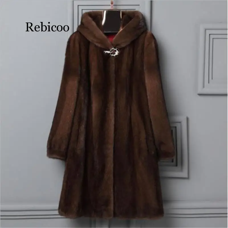 Новое меховое пальто для женщин среднего возраста Осень-зима большие размеры