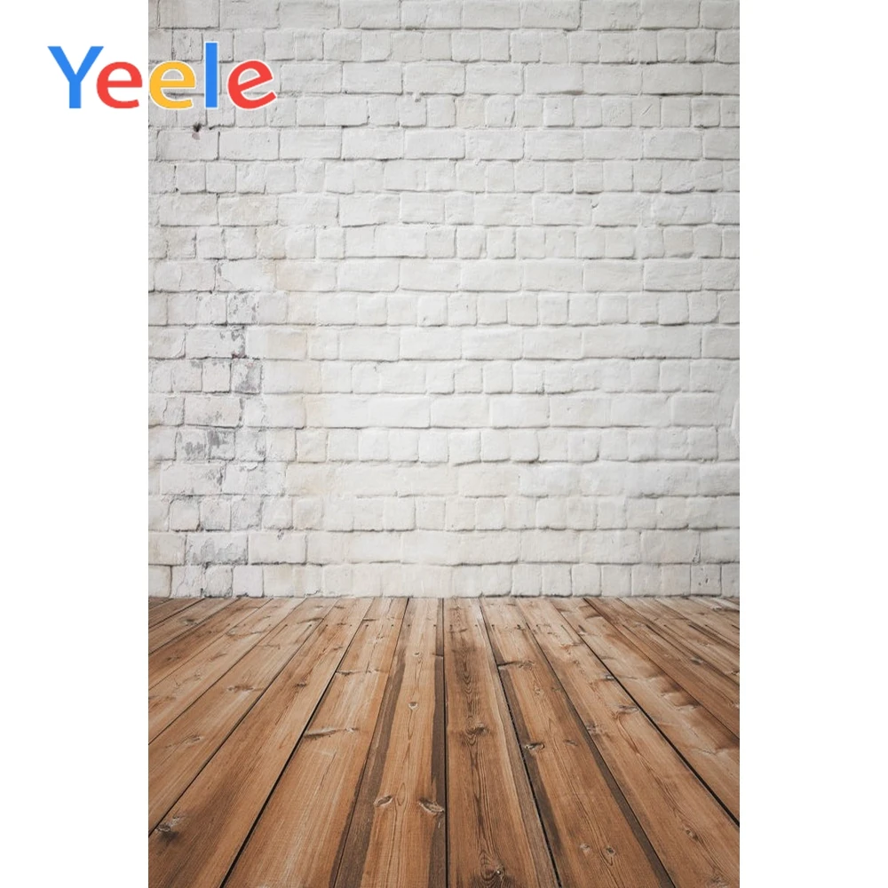 Yeele гранж стиль белая кирпичная стена деревянный пол фотографии фоны