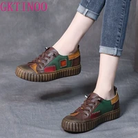 gktinoo genuine cow leather handmade women sneakers casual flat ladies shoes fashion breathable comfort womens flat shoes