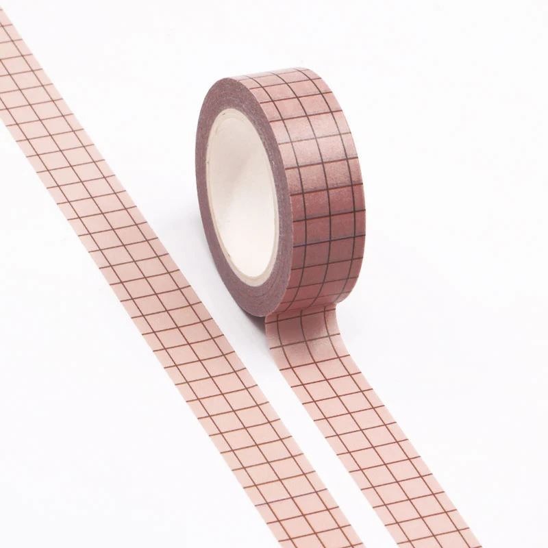 

1PC 15MM*10M Red-brown and Black Grid Designs Washi Tape Wide Sticky Adhesive Tape Scrapbooking Album DIY Decorative Paper Tape