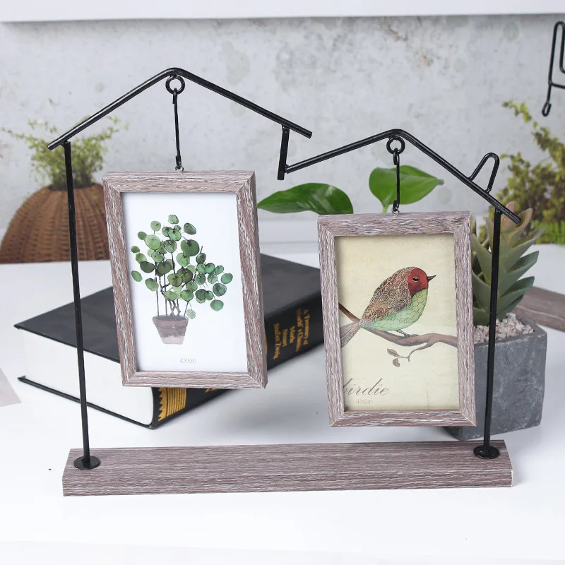 

Nordic 6-inch wrought iron photo frame set-up photo frame double-sided photo frame modern house photo frame
