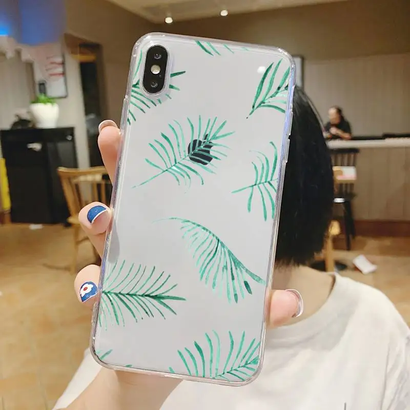 

Watercolor plants with flowers Phone Case Transparent for iPhone 6 7 8 11 12 s mini pro X XS XR MAX Plus