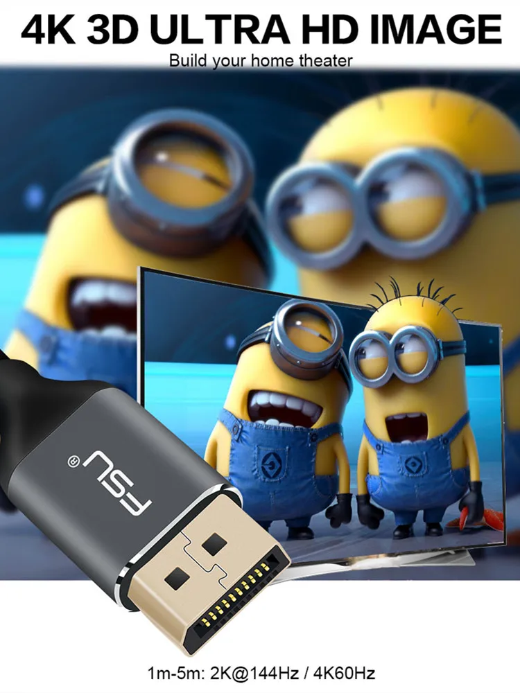 Кабель порта дисплея 144 Гц 1 2 в 4K DP аналогичный аудиовидеокабелю для HDTV проектора