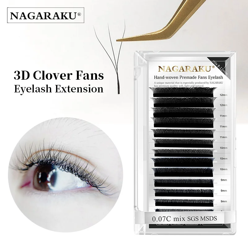 Накладные ресницы NAGARAKU автоматические 3D 4D цветение в форме W готовые вееры
