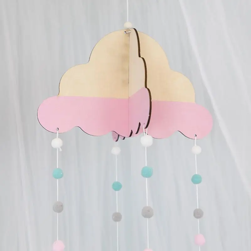 

Baby Crib Wool Ball Mobile Rattle Wind Chime Bed Bell Toys Kids Room Decoration