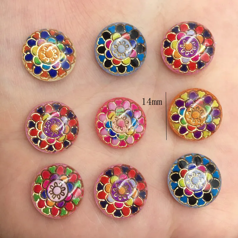 Новинка 75 шт. Круглые разноцветные фотообои из смолы 14 мм Аппликации сделай сам