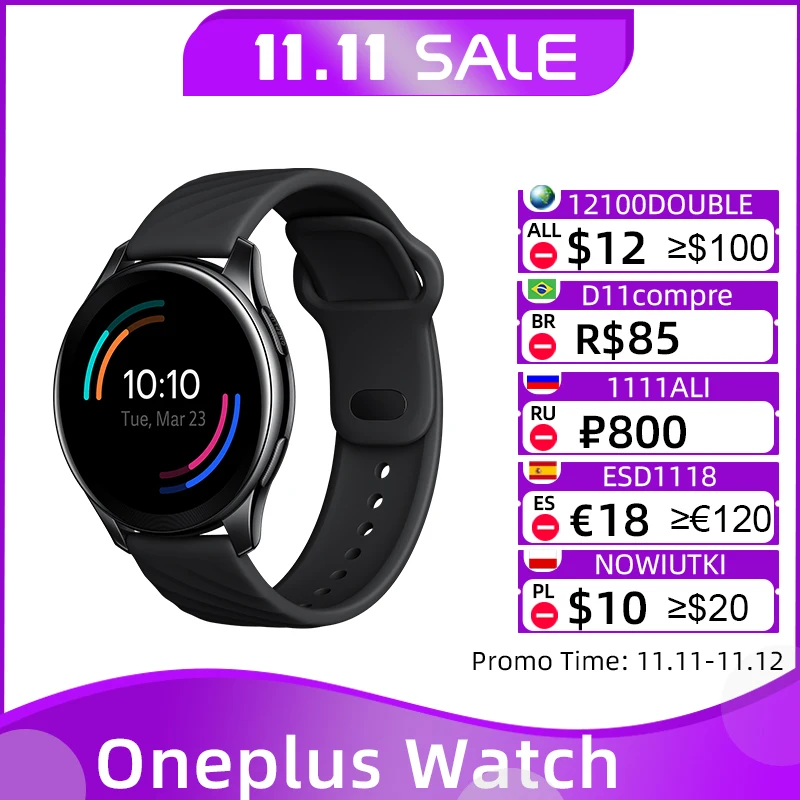  Часы OnePlus Watch, 4 Гб, Смарт-часы, до 14 дней, экран 1,39 дюйма AMOLED, 402 мАч, BT5.0, IP68, Android 6,0 для OnePlus 9, 9Pro, 8, 8T 