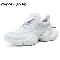 owen seak men casual shoes luxury sneakers trainers cow leather boots heightening adult male lace up flats black shoes