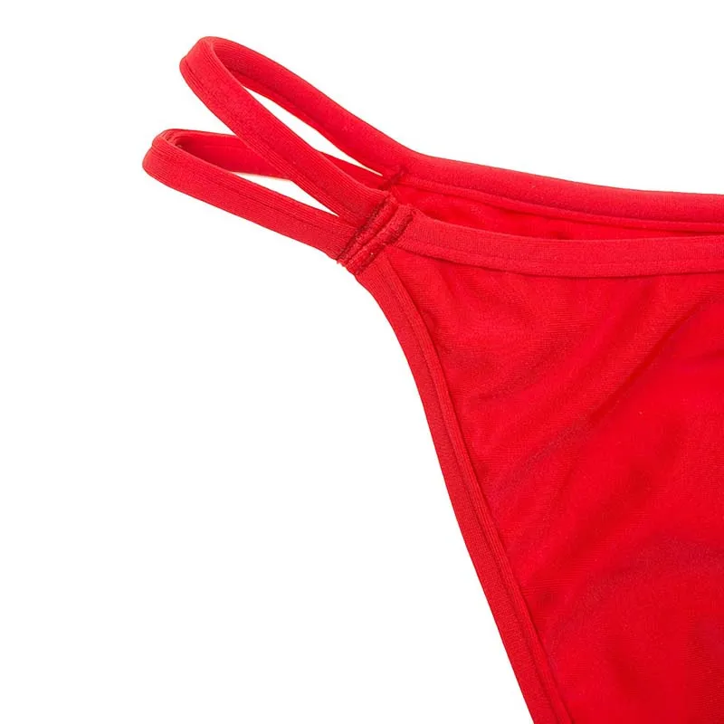 

Paotang Swimwear Woman Summer New Style European and American Fashion Bikini Solid Color Low Waist Super Sexy Two-Piece