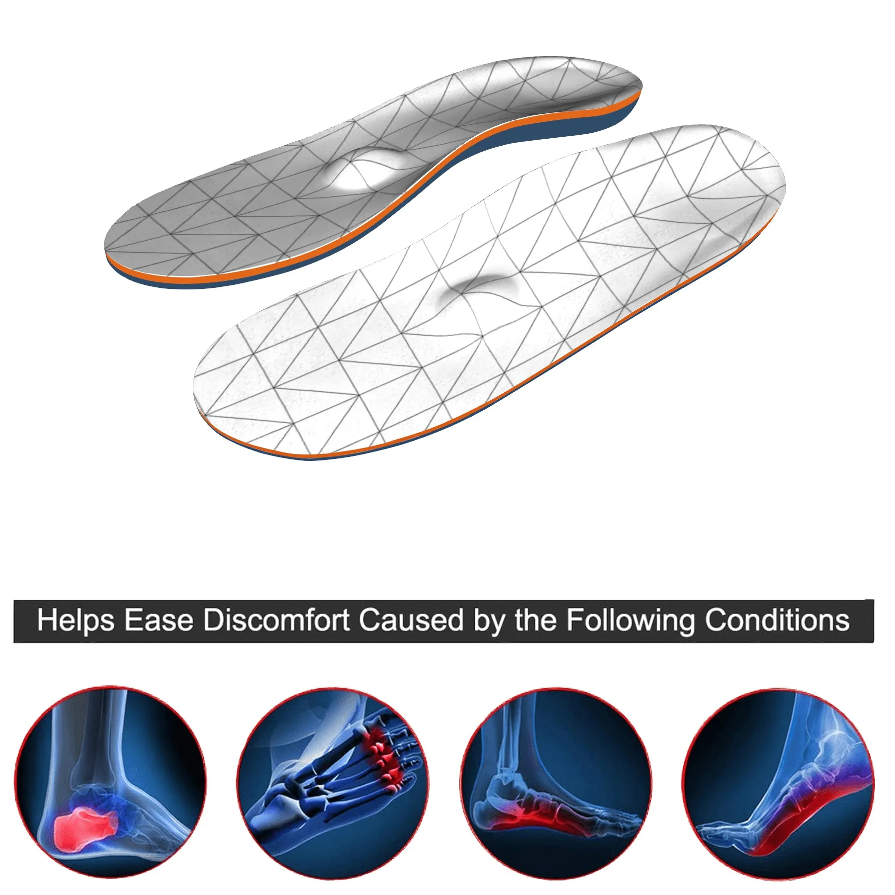 Flat Feet Plantar Fasciitis Shock Absorption Orthopedic Insoles Women Heel Pain Arch Support Orthotics Sole Sneakers Inserts