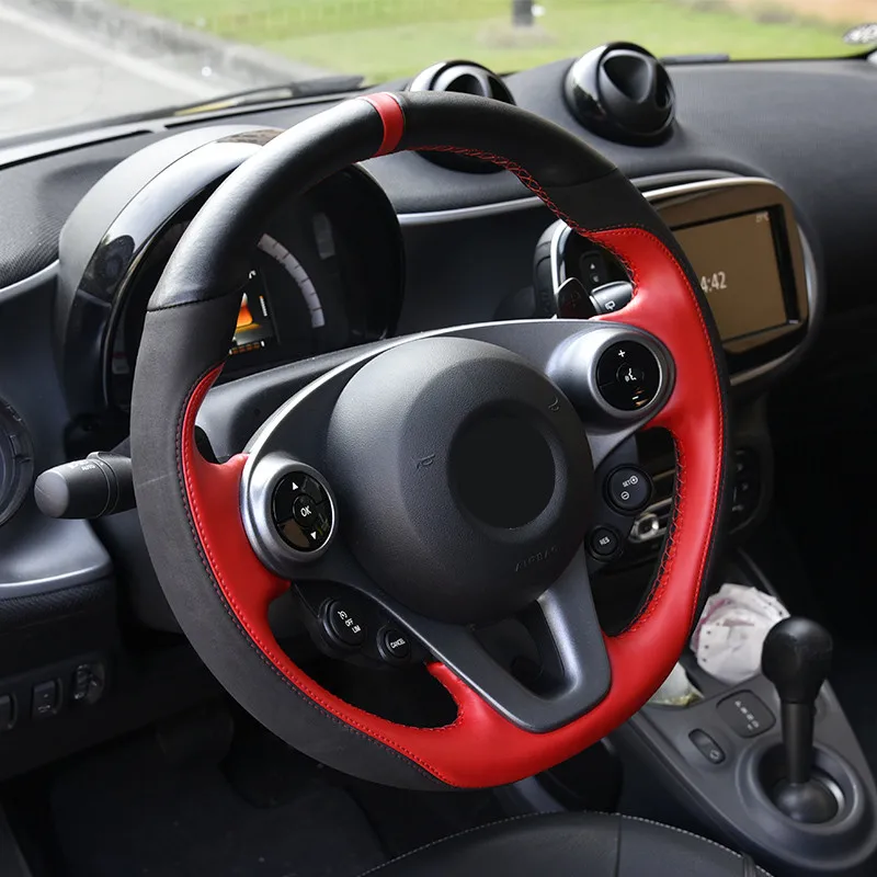 Чехол на руль автомобиля из натуральной кожи защитный чехол для Smart fortwo forfour 2015 2016