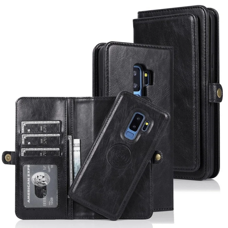 

Case For Samsung Galaxy S9/S9 Plus S9+ PU Leather Separable Magnetic Detachable Stand Flip Wallet Cover Casing with Card Slots C