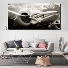 Черно-белые плакаты и принты на холсте, настенная Картина на холсте, классические винтажные картины с самолетом для гостиной, без рамки