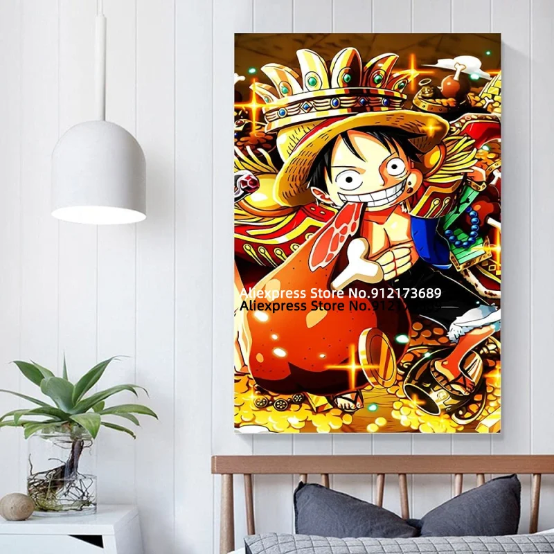 One Piece Аниме Холст Картина стена искусство соломенная шляпа обезьяна D. Luffy фото