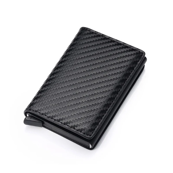 Tanxian Black 9810 BISI GORO, анти-вор, для мужчин и женщин, кредитный держатель для карт, RFID Блокировка, металлическая алюминиевая коробка, кожа, визитница, ID карта, чехол - Цвет: Tanxian Black 9810