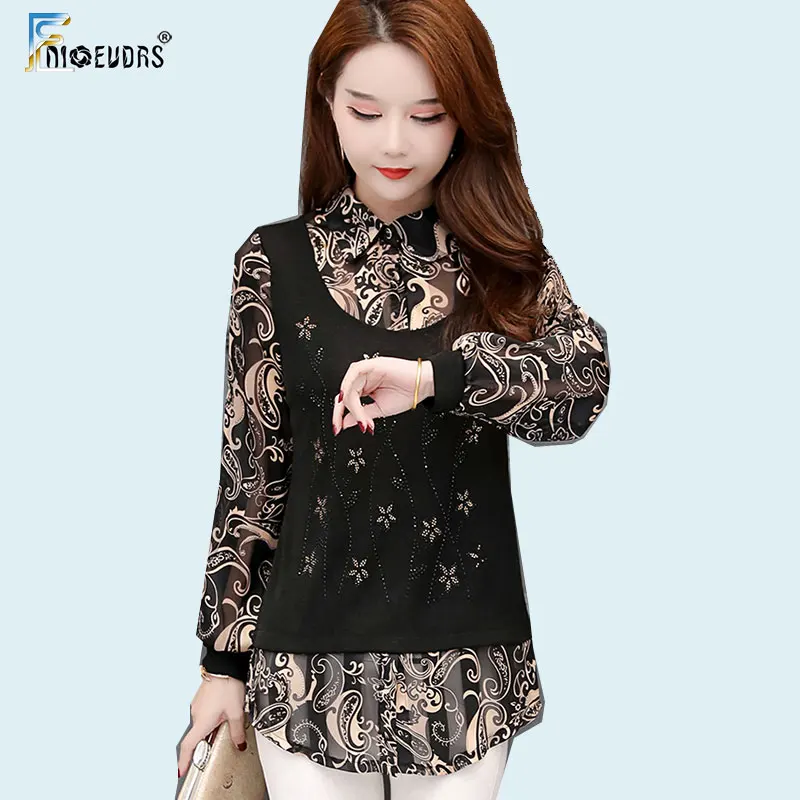 Блузка Женская Базовая из двух предметов с цветочным принтом и баской|Рубашки| |