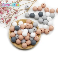 cute idea 12mm 30pcs silicone beads loose round teether necklace bracelet chain chewable colorful teething diy baby accessories