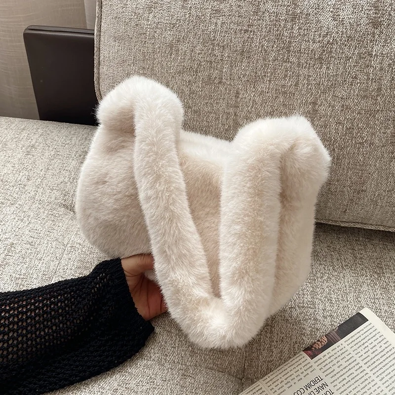 

Soft Plush Winter Bags for Women 2020 Trend New Luxury Handbag Solid Color Fashion Upscale Net Red Underarm Women's Shoulder Bag