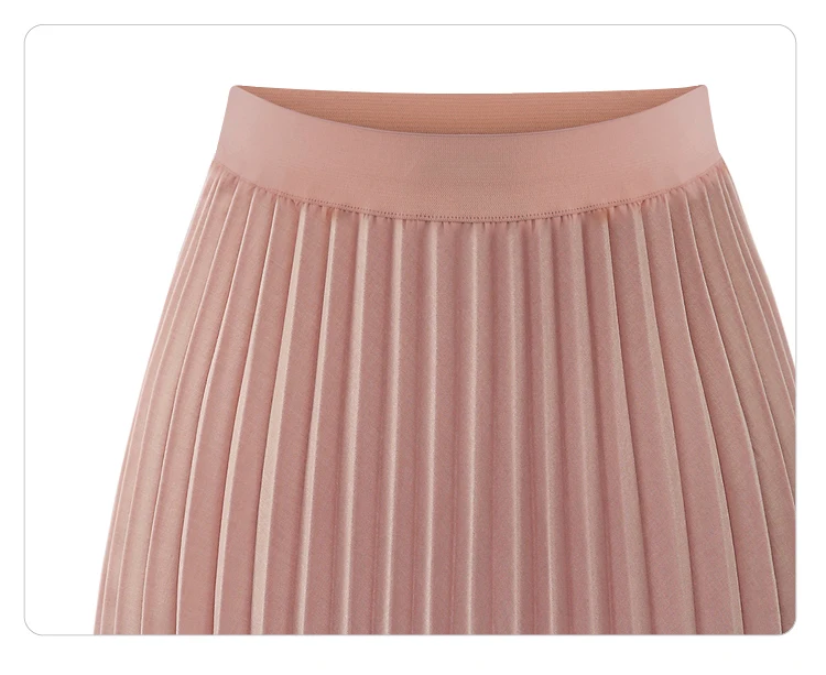 Spring 2019 Women Long pleated skirt Metallic Pleated Skirt Midi High Waist Elascity Casual Party N2038 | Женская одежда